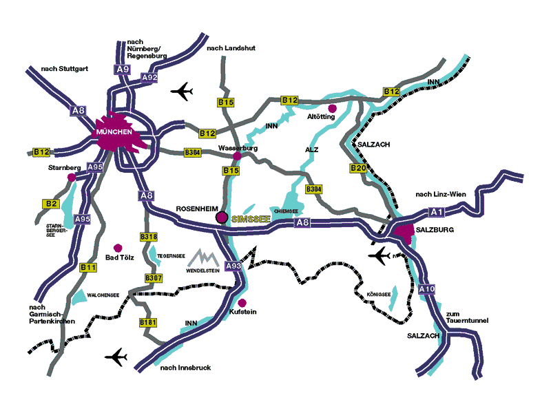 Verkehrswege in die Simssee-Region